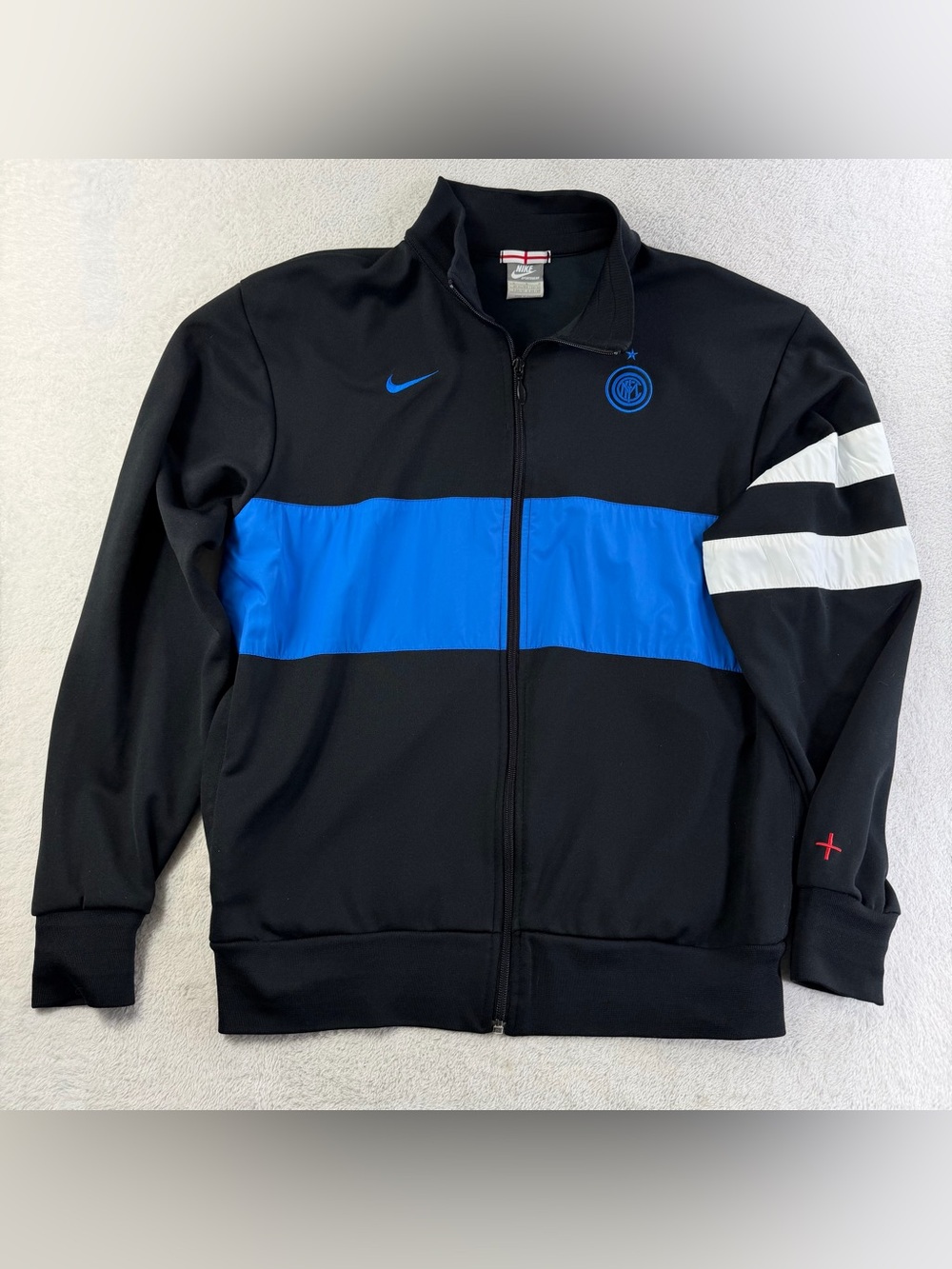 Nike Inter Milan Soccer Track Jacket Large Black Blue 362144 Retro Football